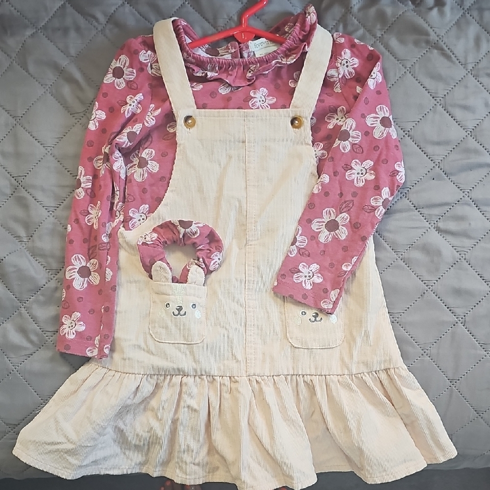 Floral Pink and Cream Kids Casual Dress